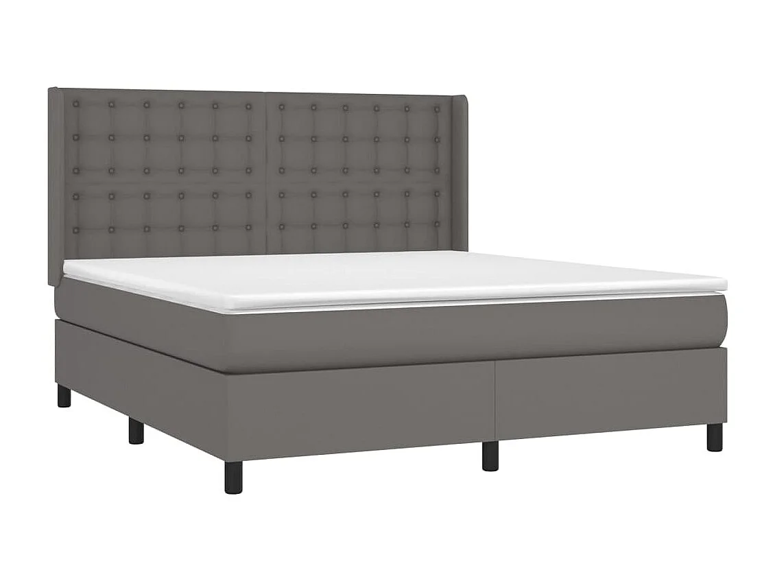 Boxspring met matras en LED kunstleer grijs 160x200 cm