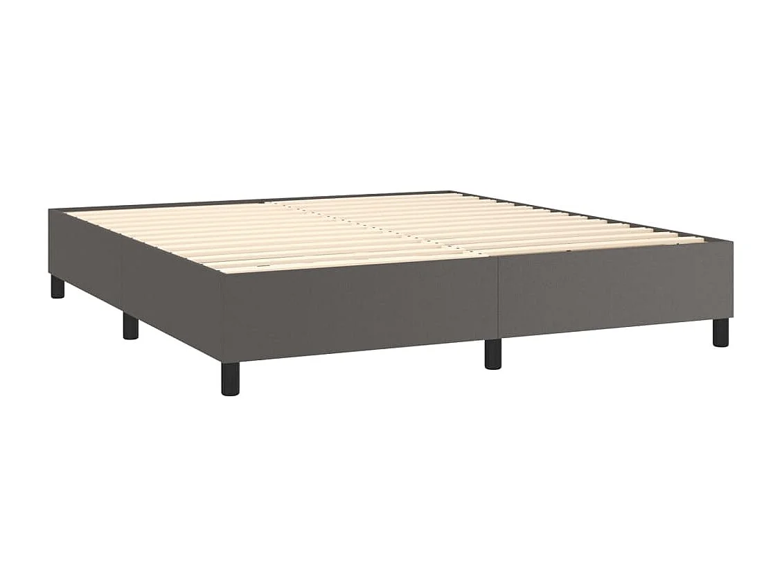 Boxspring met matras en LED kunstleer grijs 160x200 cm