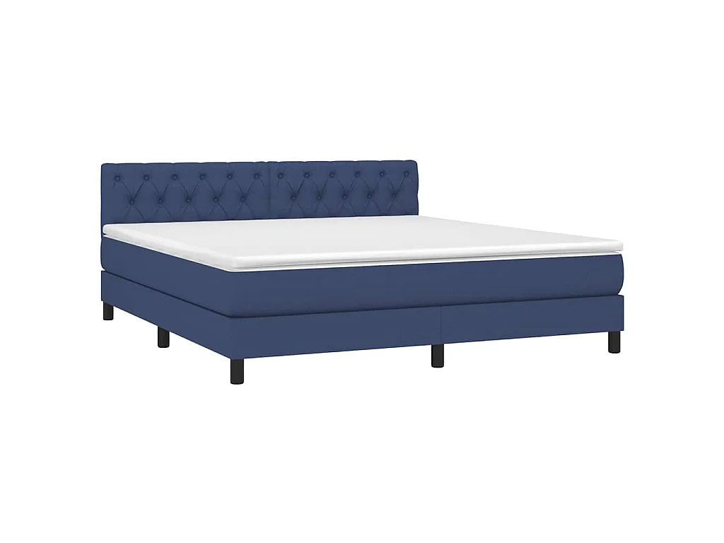 Boxspring met matras en LED stof blauw 160x200 cm