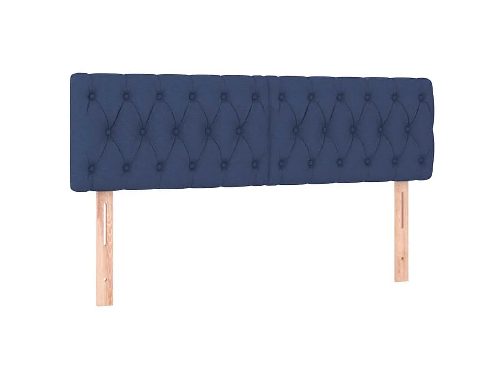 Cama box spring colchón y luces LED tela azul 160x200 cm
