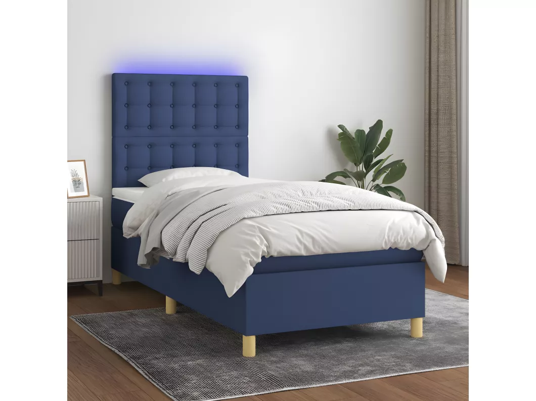 Kauf Unique Boxspringbett mit Matratze & LED Blau 90x200 cm Stoff