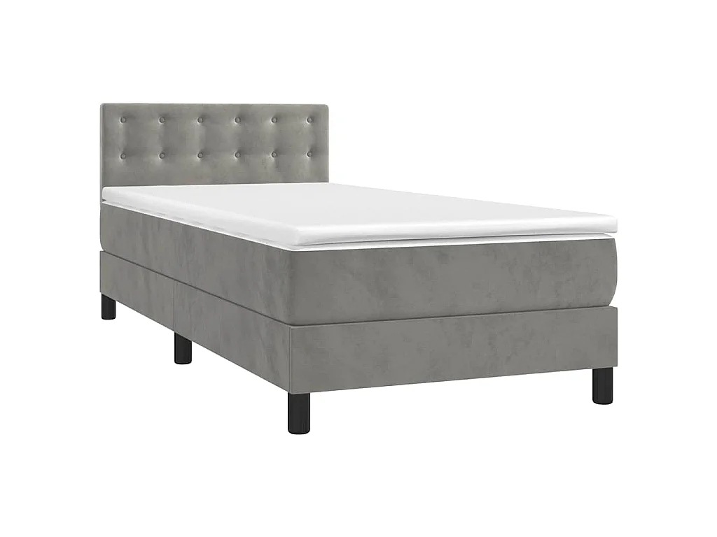 Boxspring met matras en LED fluweel lichtgrijs 90x200 cm