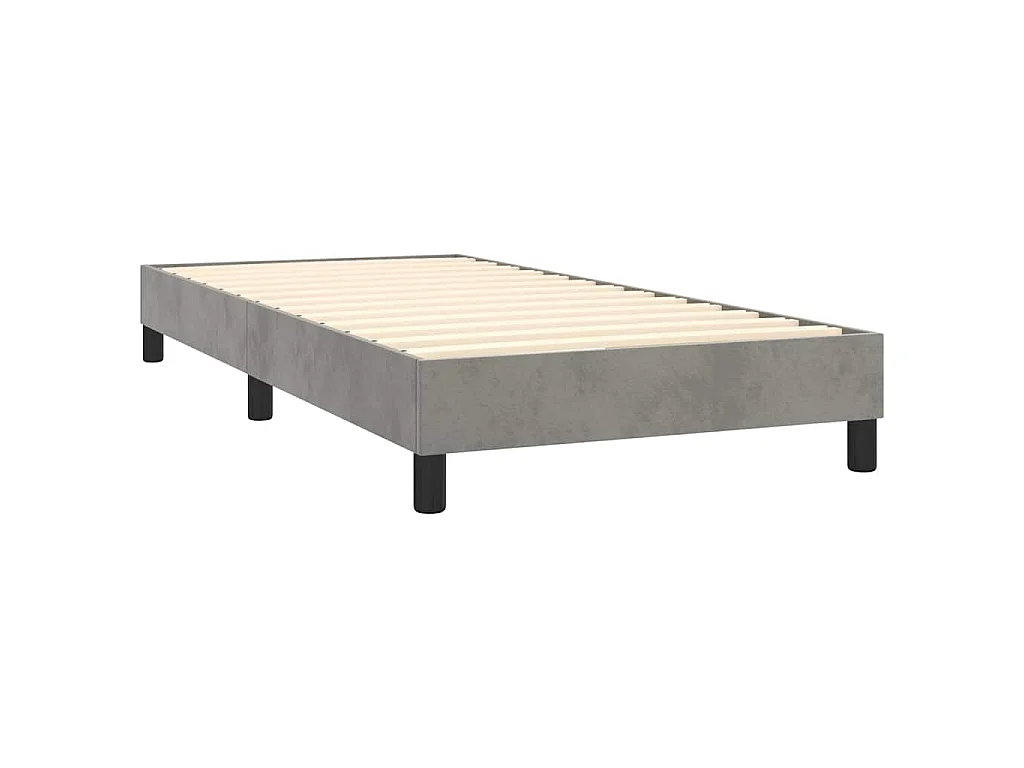 Boxspring met matras en LED fluweel lichtgrijs 90x200 cm