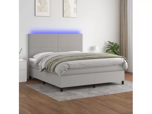 Kauf Unique Boxspringbett mit Matratze & LED Hellgrau 180x200 cm Stoff