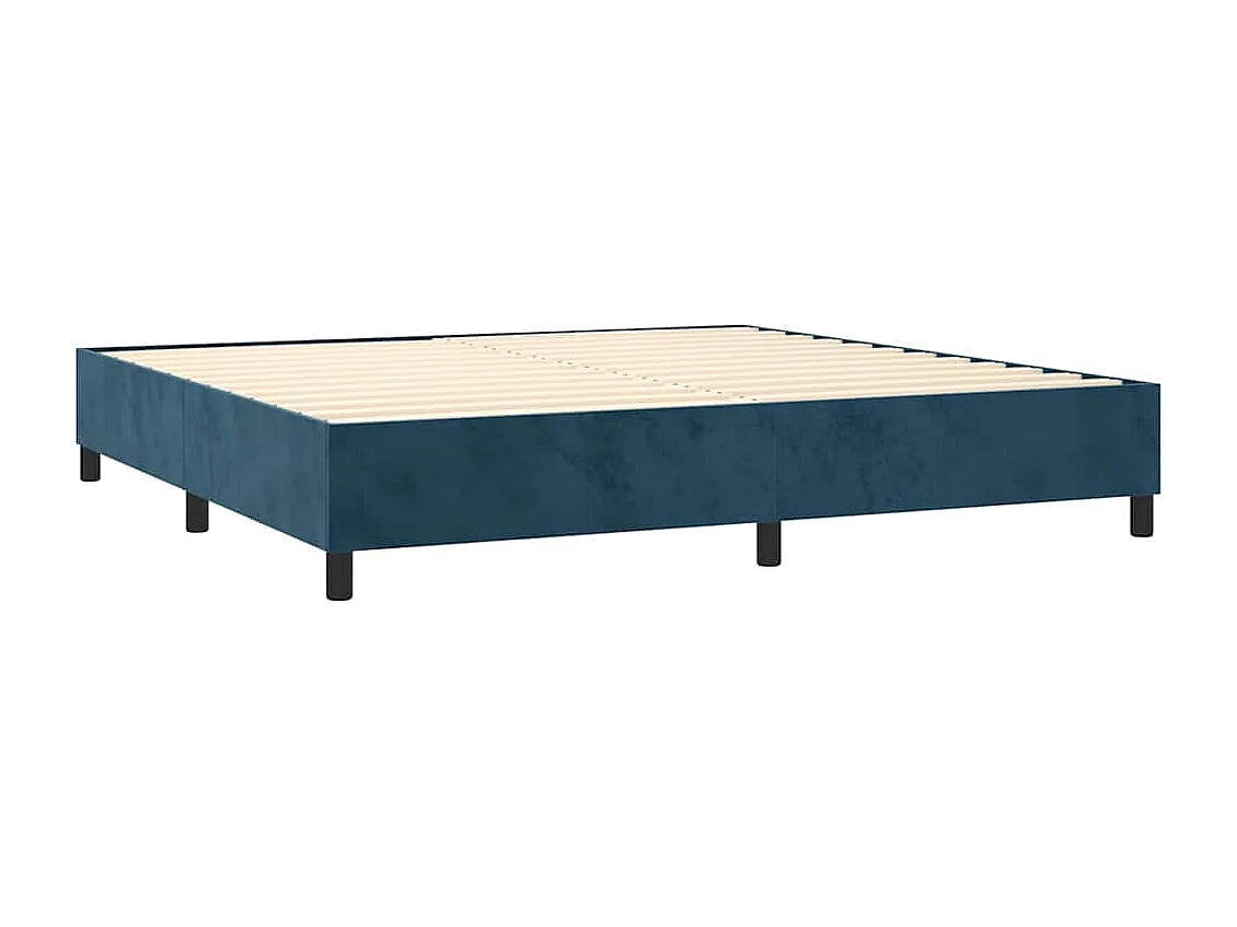 Letto a Molle con Materasso e LED Blu Scuro 200x200 cm