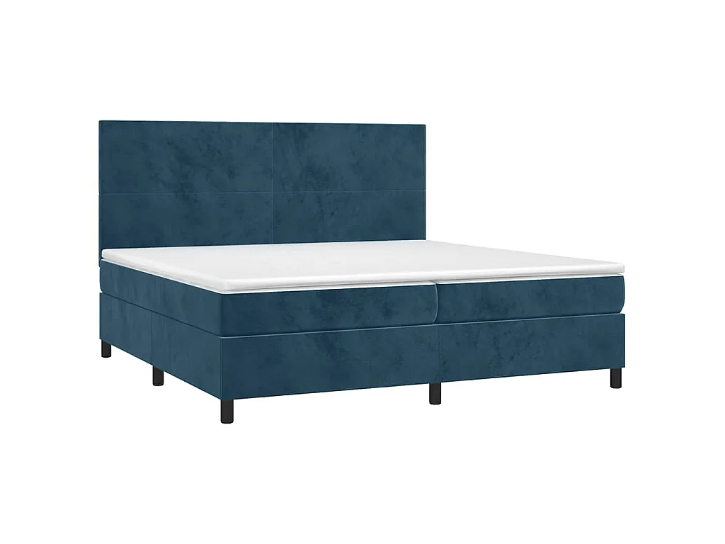Sommier à lattes de lit avec matelas LED Bleu foncé 200x200 cm