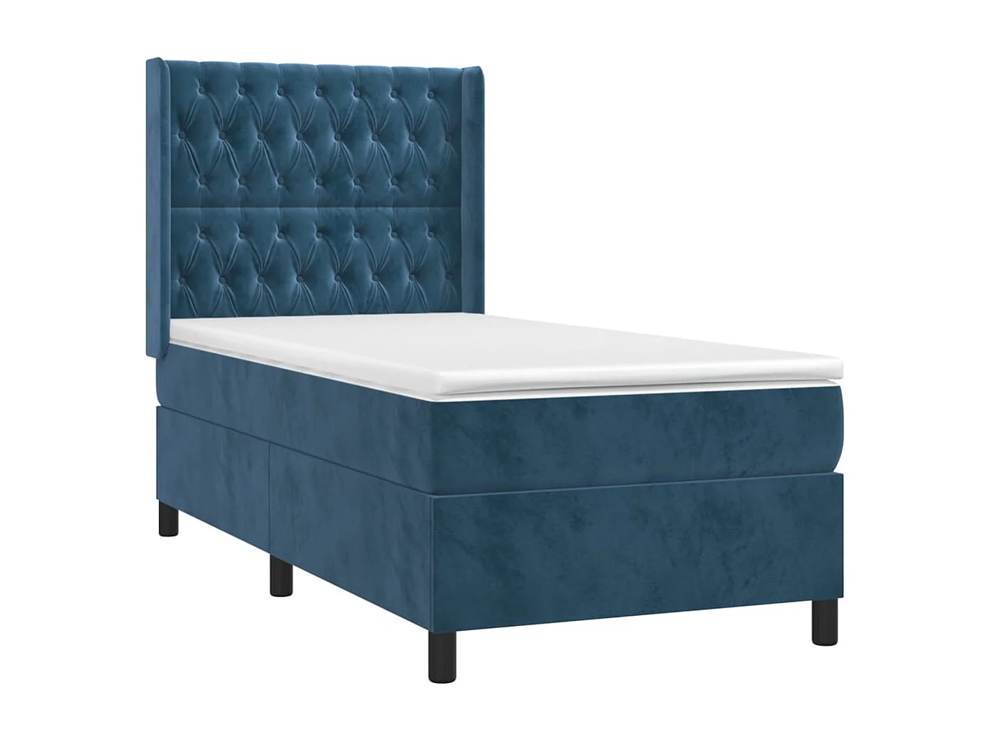 Letto a Molle con Materasso e LED Blu Scuro 100x200 cm