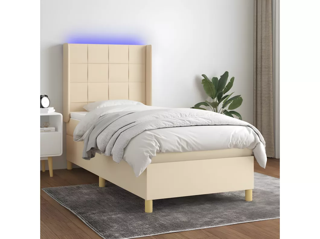 Kauf Unique Boxspringbett mit Matratze & LED Creme 80x200 cm Stoff