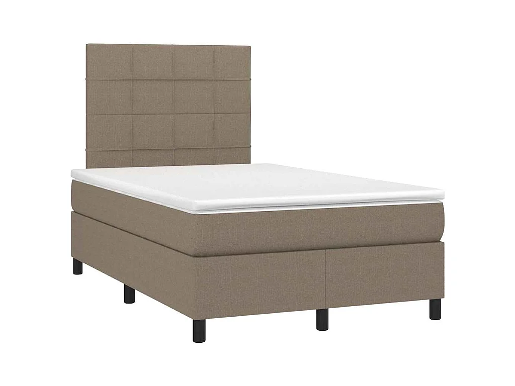 Cama box spring con colchón y LED tela gris taupe 120x200 cm
