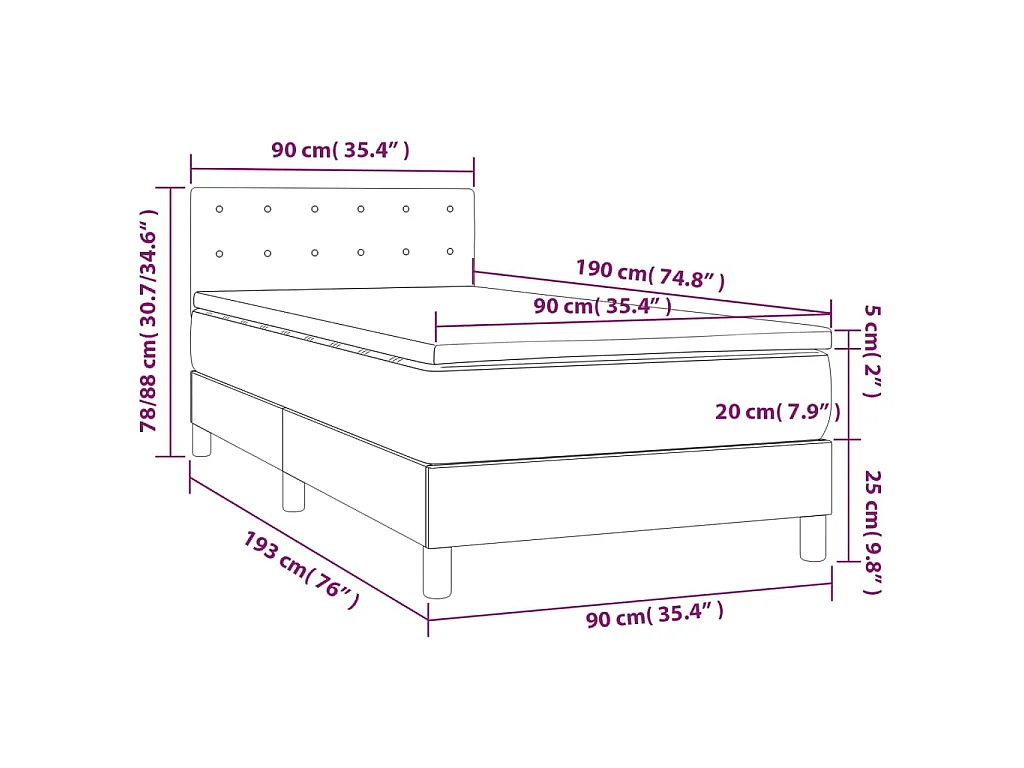 Boxspring met matras en LED kunstleer wit 90x190 cm