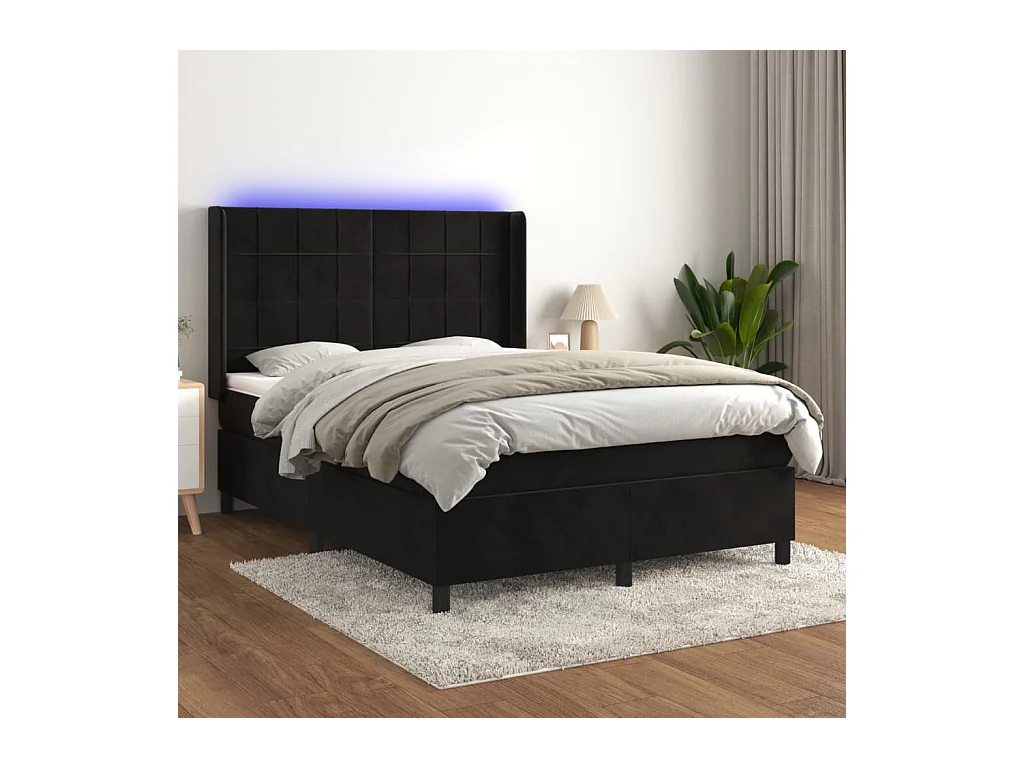 Boxspring met matras en LED fluweel zwart 140x190 cm