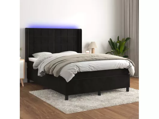 Kauf Unique Boxspringbett mit Matratze & LED Schwarz 140x190 cm Samt