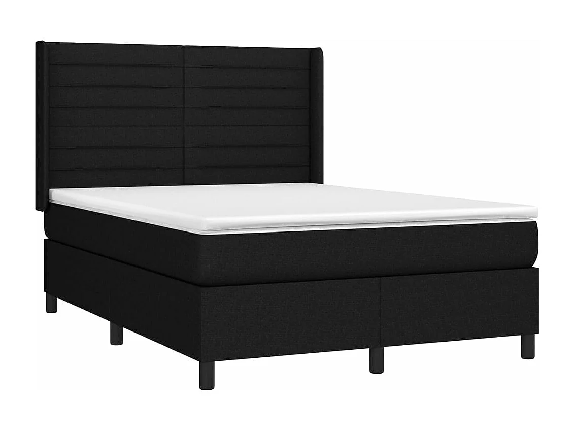 Boxspringbett mit Matratze & LED Schwarz 140x190 cm Stoff