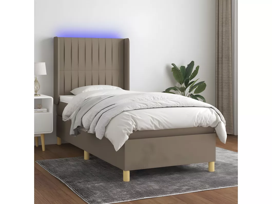 Kauf Unique Boxspringbett mit Matratze & LED Taupe 90x200 cm Stoff