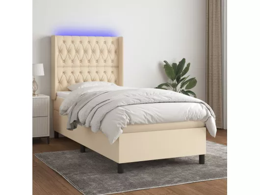 Kauf Unique Boxspringbett mit Matratze & LED Creme 90x190 cm Stoff