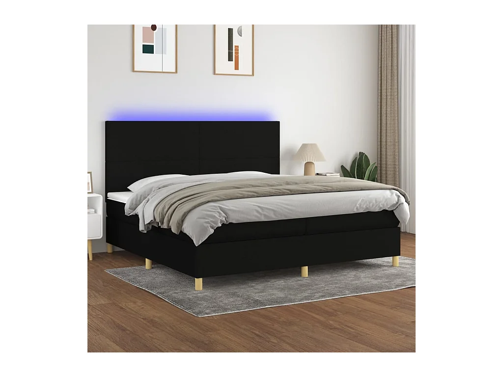 Boxspring met matras en LED stof zwart 200x200 cm