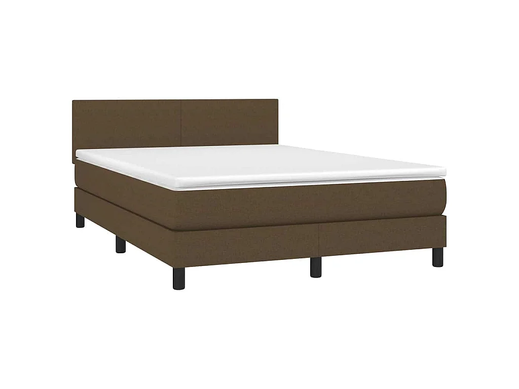 Sommier à lattes de lit matelas et LED Marron foncé 140x200 cm