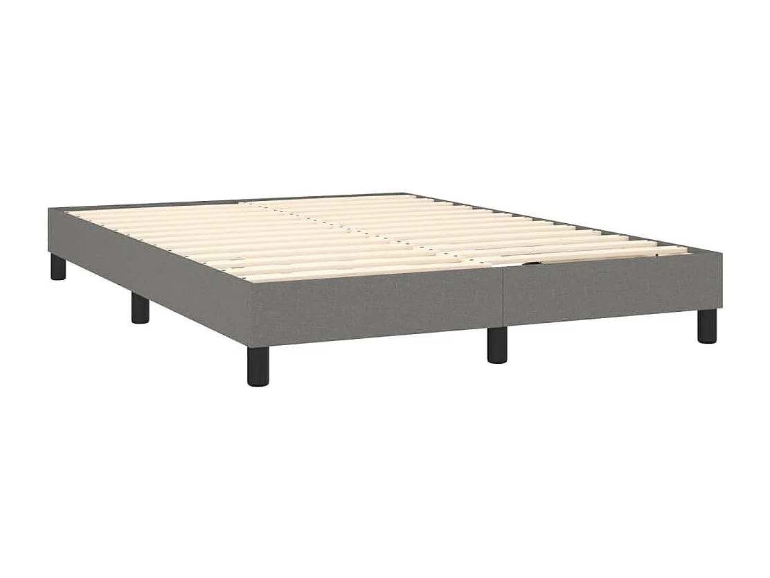 Cama box spring c/ colchão e LED 140x200 cm tecido cinza-escuro