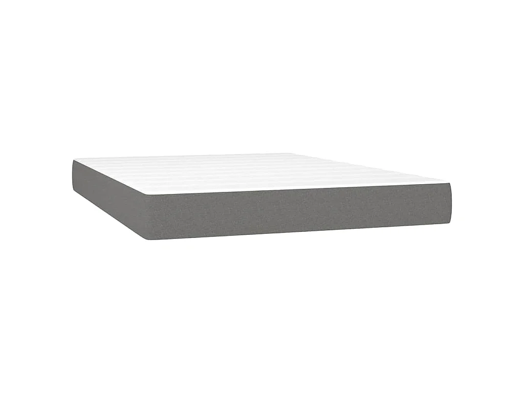 Sommier à lattes de lit et matelas et LED Gris foncé 140x200 cm