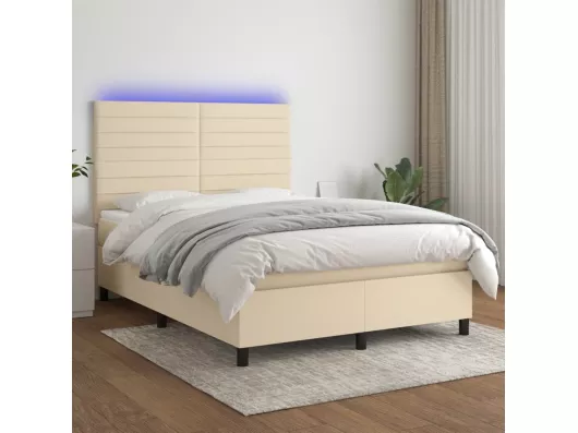 Kauf Unique Boxspringbett mit Matratze & LED Creme 140x200 cm Stoff