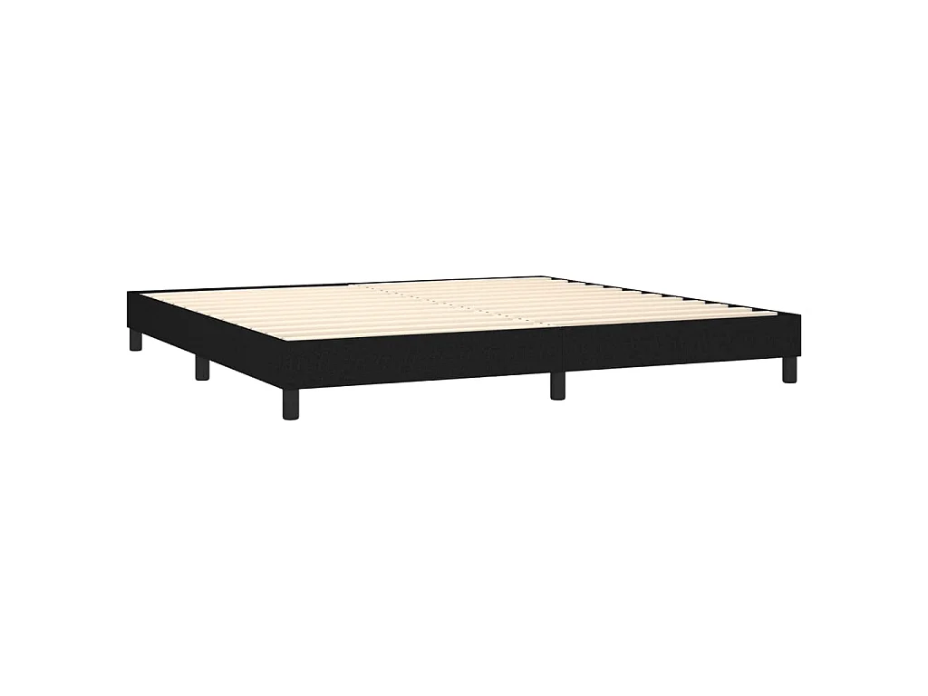 Sommier à lattes de lit et matelas et LED Noir 200x200 cm Tissu