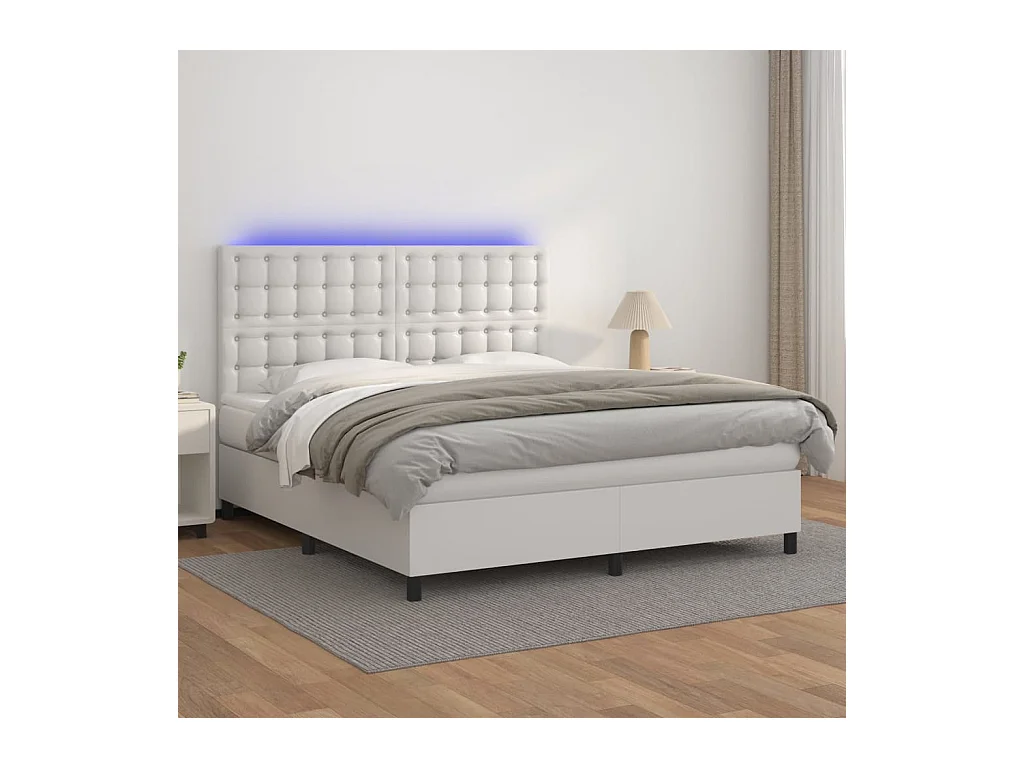 Sommier à lattes de lit avec matelas et LED Blanc 160x200 cm