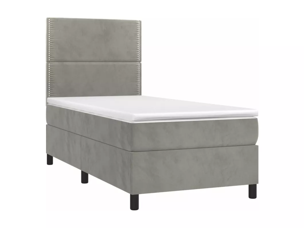 Kauf Unique Boxspringbett mit Matratze & LED Hellgrau 90x200 cm Samt