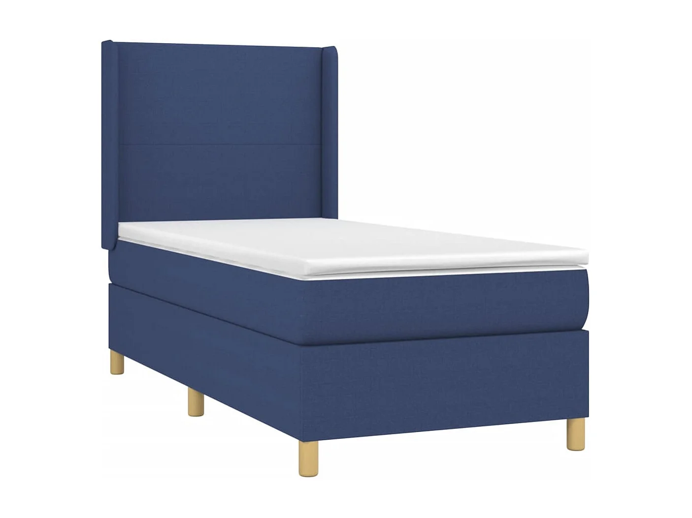 Cama box spring c/ colchão e LED 80x200 cm tecido azul