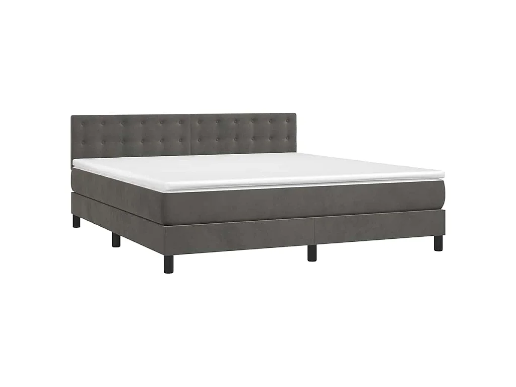 Boxspring met matras en LED fluweel donkergrijs 160x200 cm