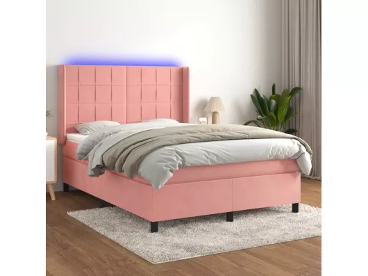 Kauf Unique Boxspringbett mit Matratze & LED Rosa 140x200 cm Samt