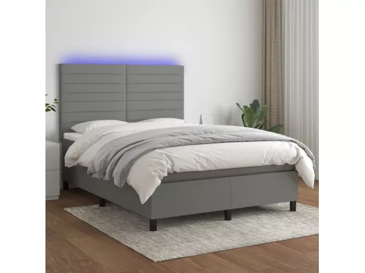 Kauf Unique Boxspringbett mit Matratze & LED Dunkelgrau 140x200 cm Stoff