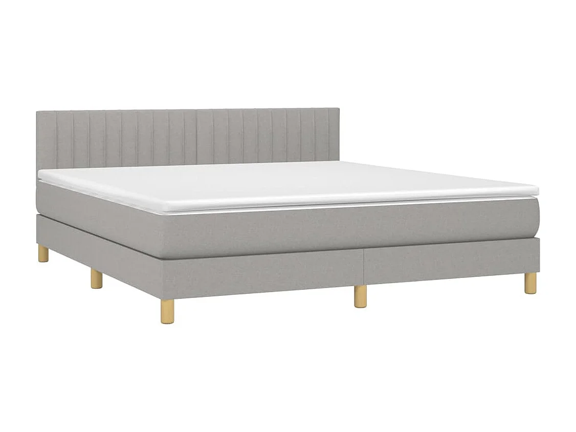 Boxspring met matras en LED stof lichtgrijs 180x200 cm