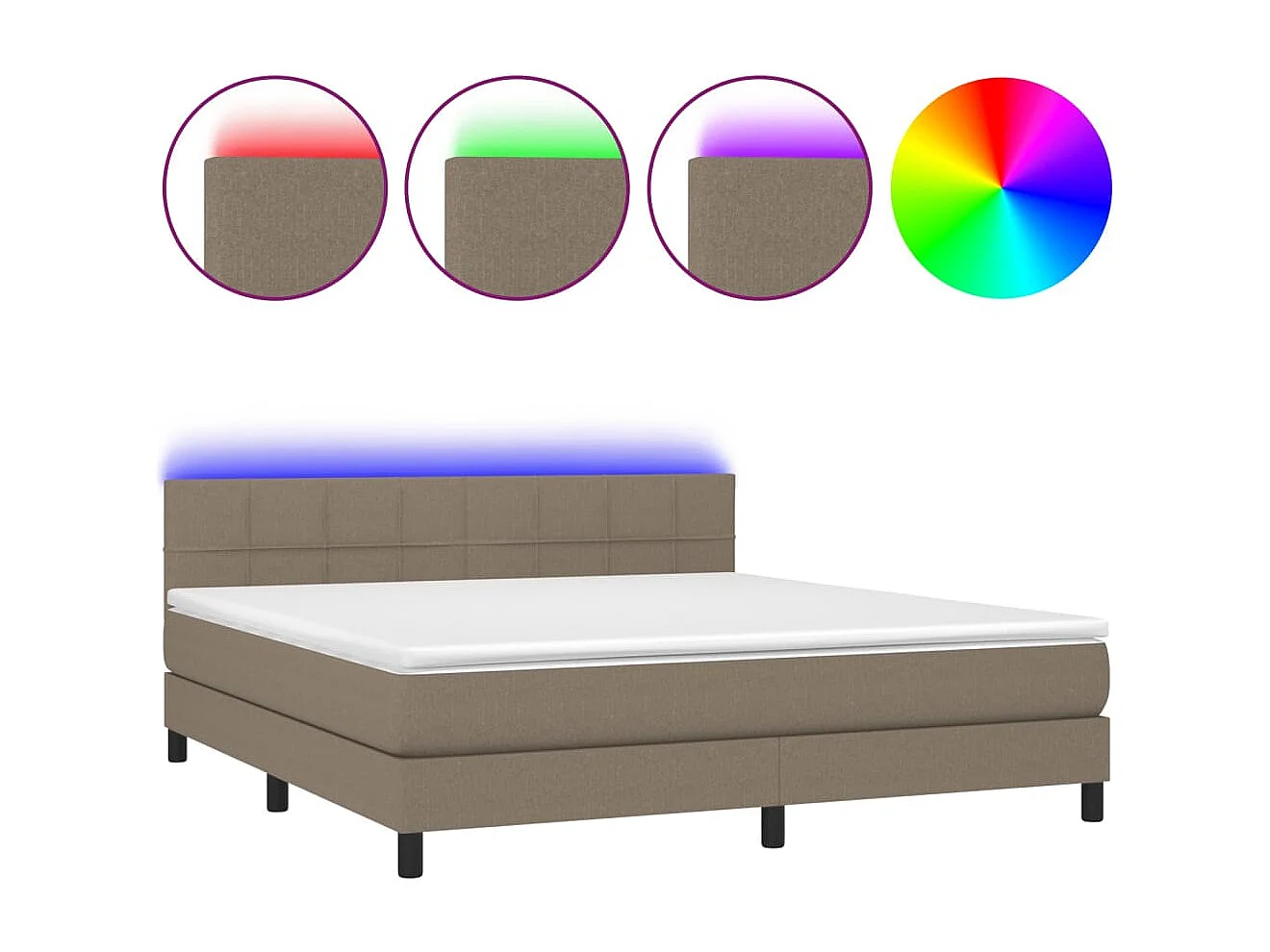 Boxspring met matras en LED stof taupe 180x200 cm