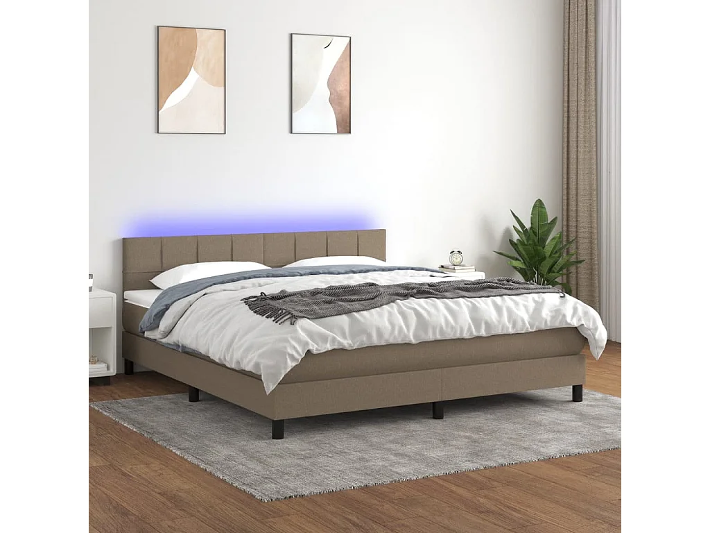 Boxspring met matras en LED stof taupe 180x200 cm