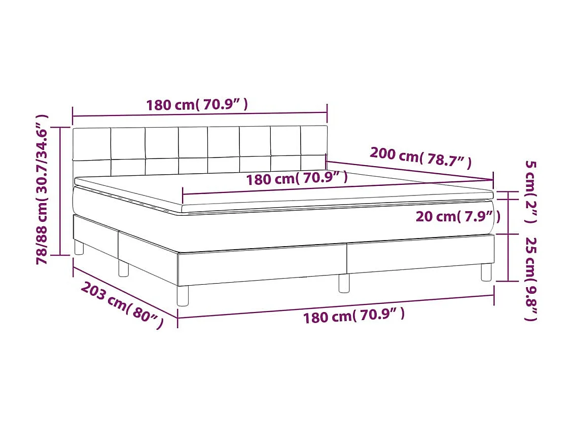 Boxspring met matras en LED stof taupe 180x200 cm