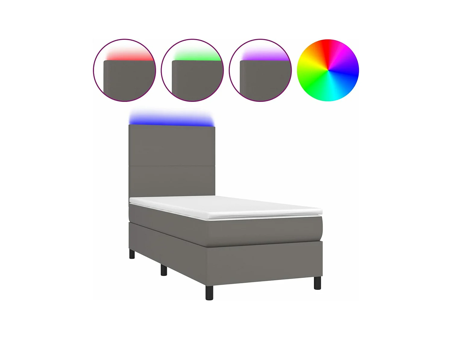 Boxspring met matras en LED kunstleer grijs 90x200 cm
