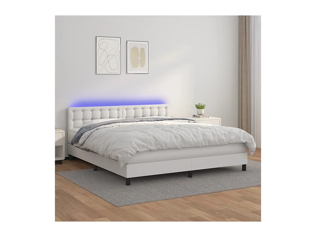 Sommier à lattes de lit avec matelas et LED Blanc 160x200 cm