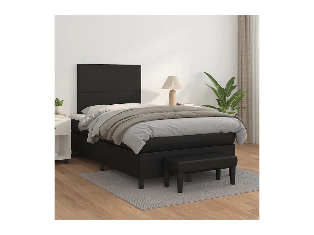 Sommier à lattes de lit matelas Noir 120x200 cm Similicuir