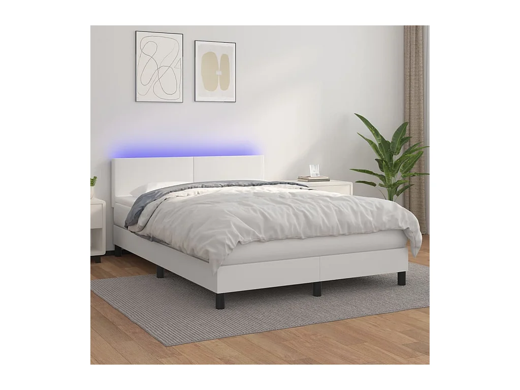 Sommier à lattes de lit avec matelas et LED Blanc 140x200 cm