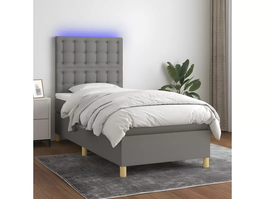 Kauf Unique Boxspringbett mit Matratze & LED Dunkelgrau 80x200 cm Stoff