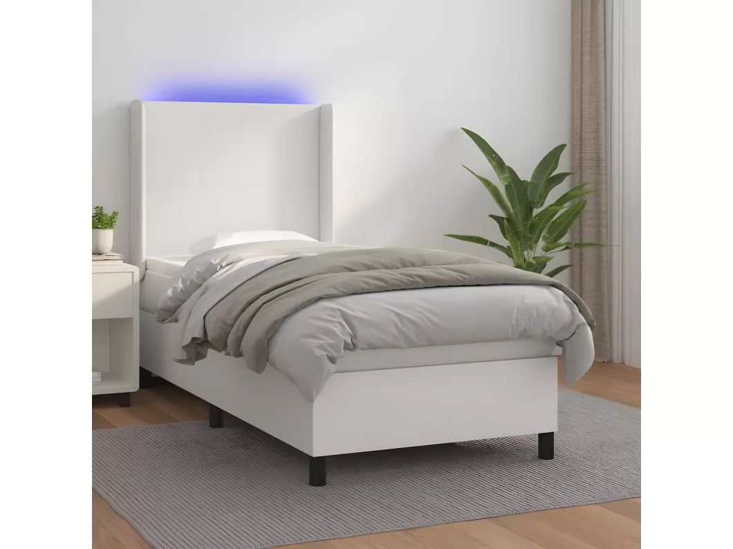 Kauf Unique Boxspringbett mit Matratze & LED Weiß 80x200 cm Kunstleder