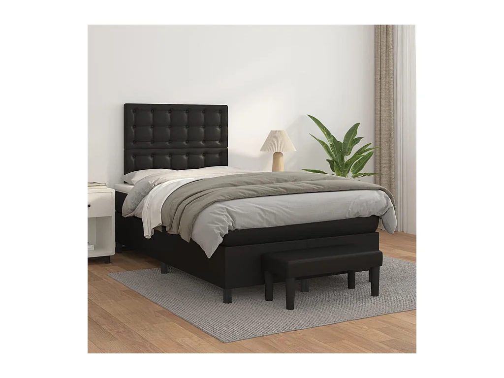 Sommier à lattes de lit matelas Noir 120x200 cm Similicuir