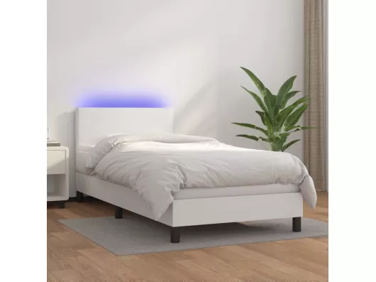 Kauf Unique Boxspringbett mit Matratze & LED Weiß 90x190 cm Kunstleder