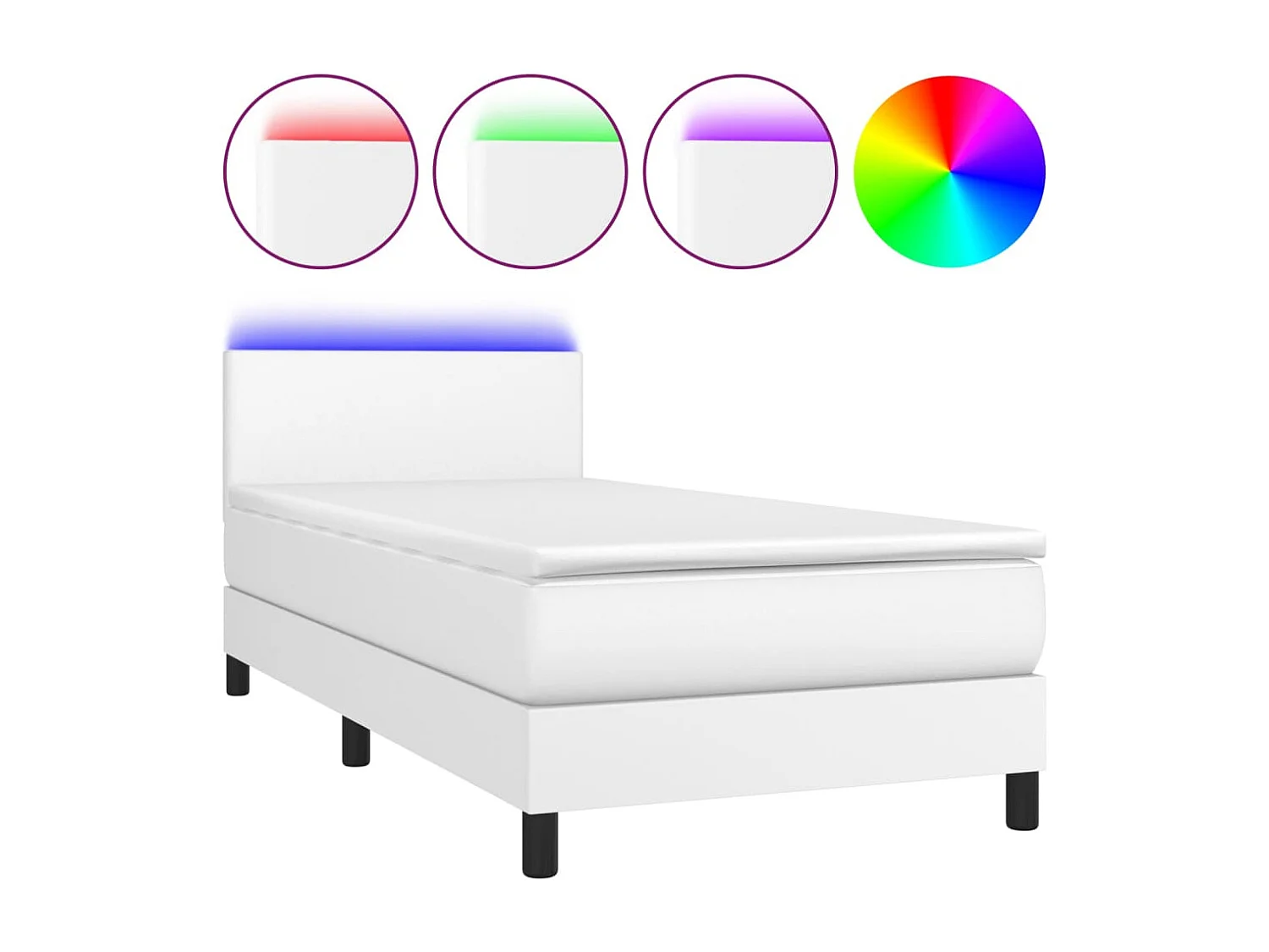Sommier à lattes de lit avec matelas et LED Blanc 90x190cm
