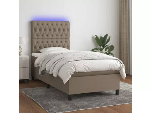 Kauf Unique Boxspringbett mit Matratze & LED Taupe 90x190 cm Stoff