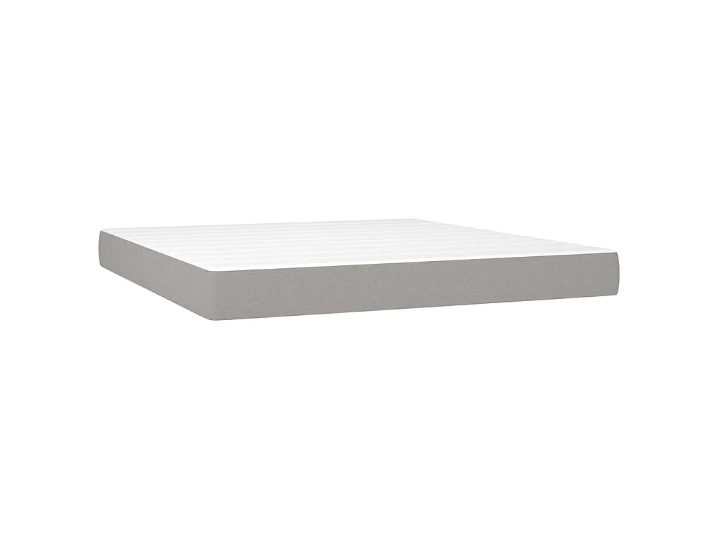Cama box spring colchón y luces LED tela gris claro 160x200 cm