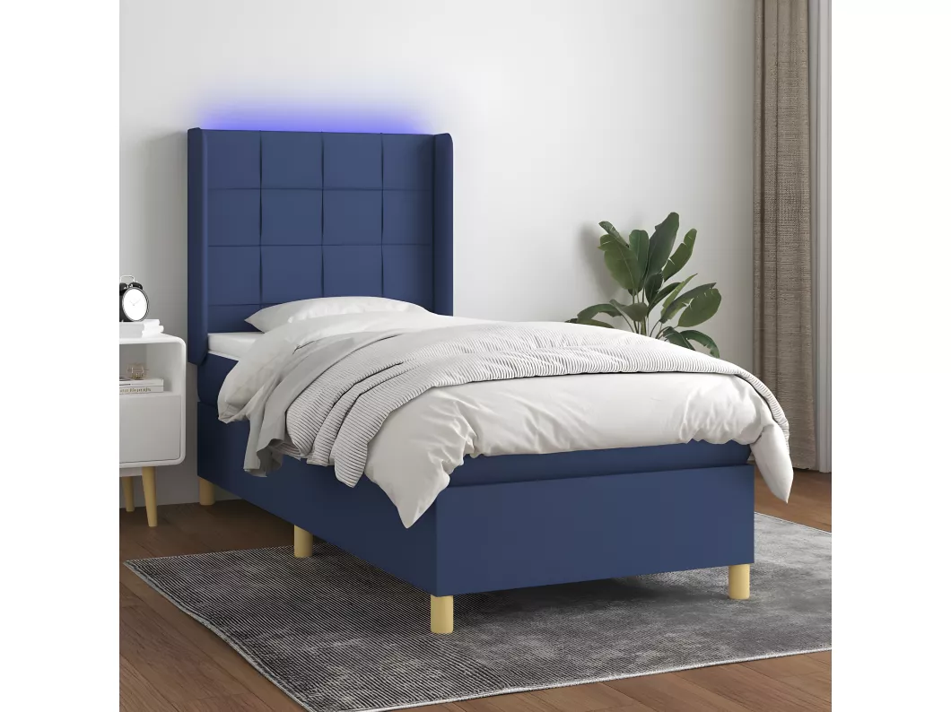 Kauf Unique Boxspringbett mit Matratze & LED Blau 80x200 cm Stoff