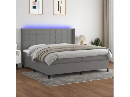 Kauf Unique Boxspringbett mit Matratze & LED Dunkelgrau 200x200 cm Stoff