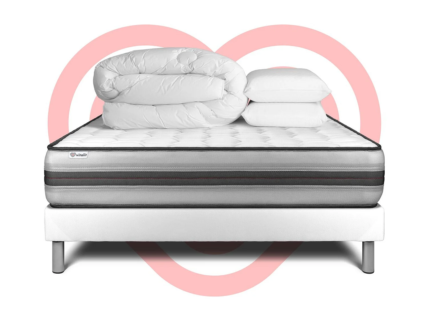 Pack prêt à dormir VITALPOWER RECOVER 140 x 190 cm sommier Kit blanc