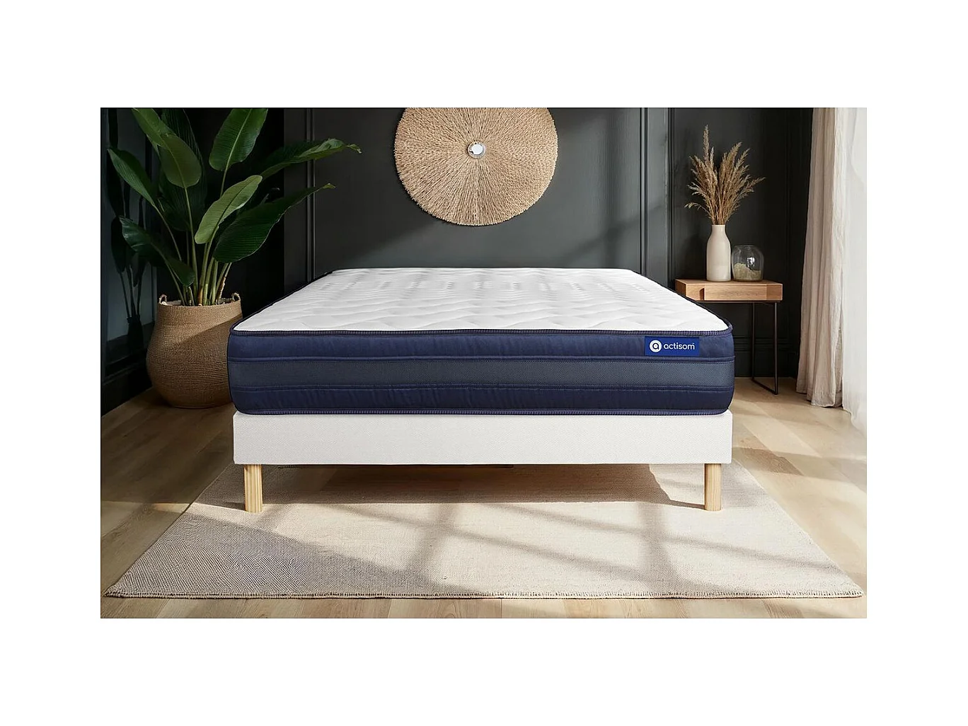 Ensemble matelas ACTIFLEX TECH 180x200 Mémoire de forme Maxi épaisseur 5zones de confort + sommier KIT blanc